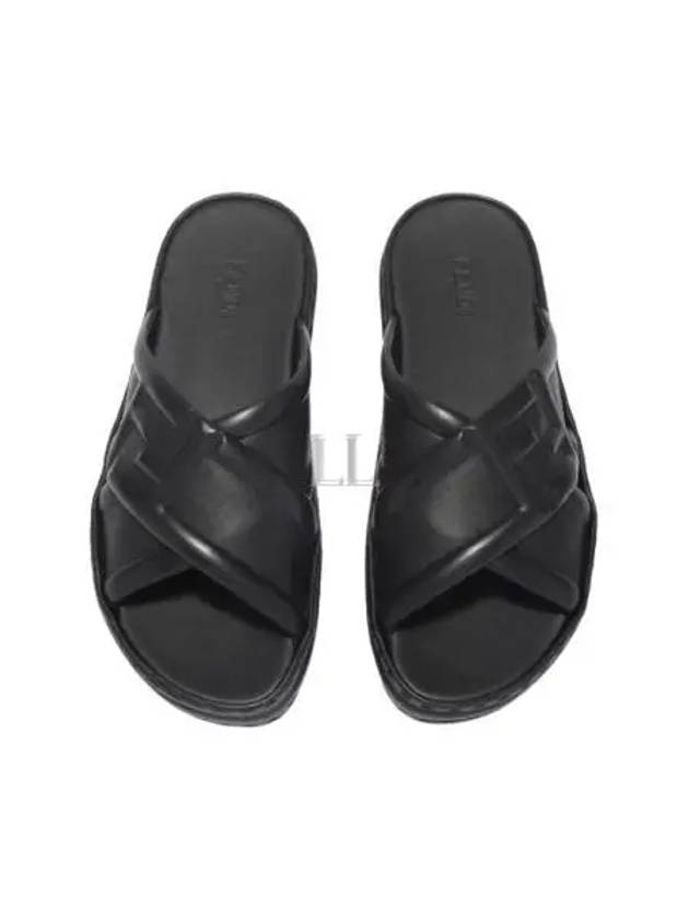 Fendi FF Logo Cross Slippers Black