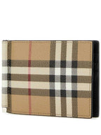 Burberry Men's Money Clip Vintage Check Money Clip Half Wallet Beige