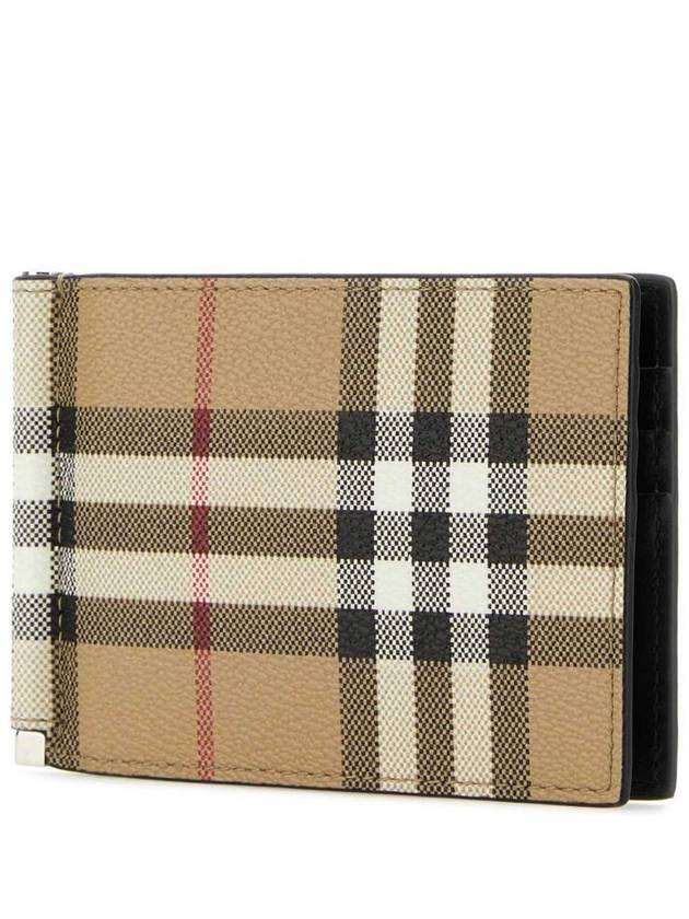 Burberry Men's Money Clip Vintage Check Money Clip Half Wallet Beige