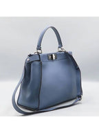 Fendi 8BN290 Blue leather PEEKABOO regular tote bag shoulder strap 2WAY