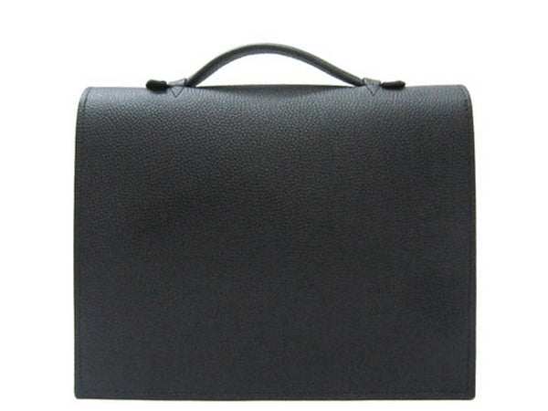 Hermes Briefcases H1048 Unisex Cow Leather Black