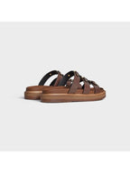 CELINE Tippi Slide Vegetal Tanned Calfskin Sandals Dark Brown