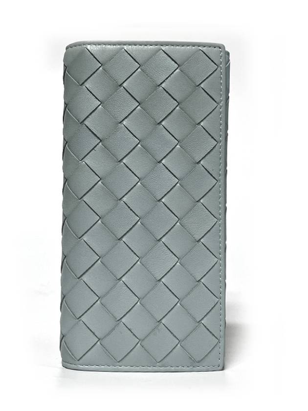 Bottega Veneta Intrecciato Large Flap Long Wallet Sky Blue
