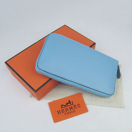 Hermes Wallet H016 Wallet Cow Leather Blue