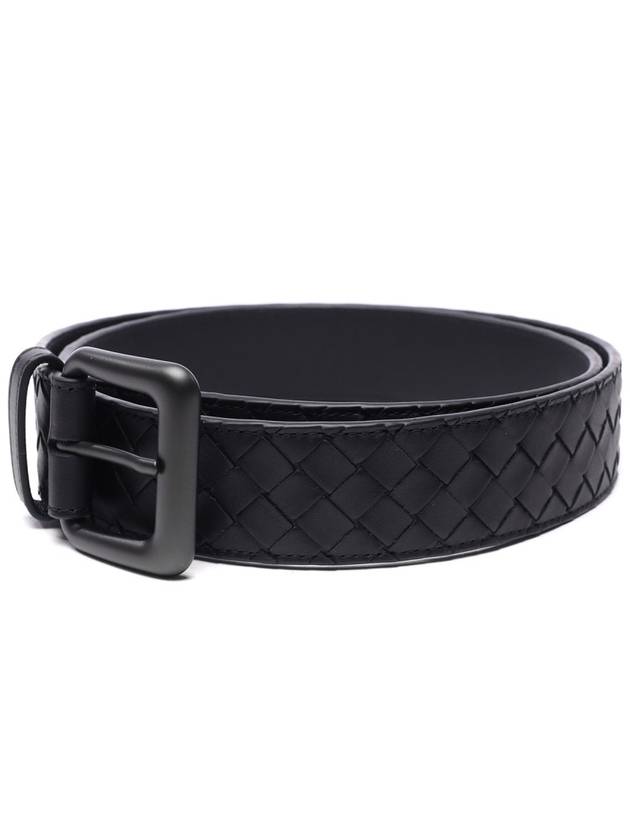 Bottega Veneta Intrecciato Leather Belt Black