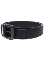 Bottega Veneta Intrecciato Leather Belt Black