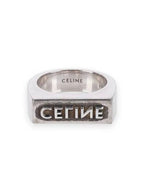 CELINE Stamped Logo Ring Silver