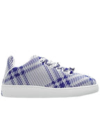Burberry Box Check Print Leather Low Top Sneakers Royal Blue