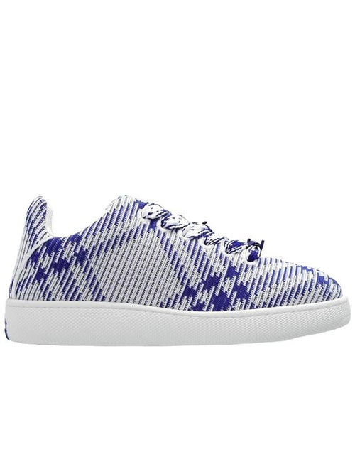 Burberry Box Check Print Leather Low Top Sneakers Royal Blue