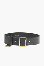 Dior Leather Dior Punk Belt With Golden Buckle 50Mm