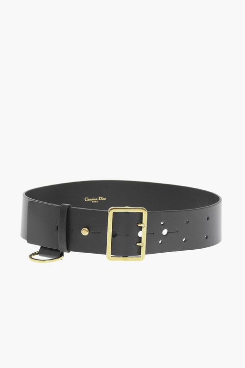 Dior Leather Dior Punk Belt With Golden Buckle 50Mm
