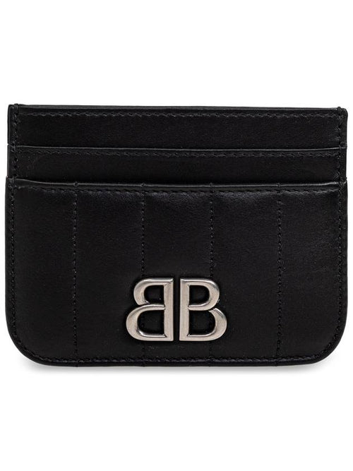 Balenciaga Monaco Leather Card Wallet Black