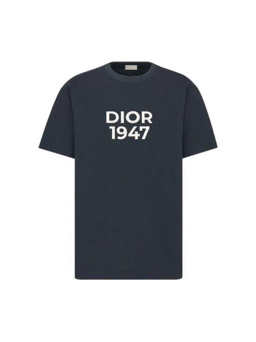 1947 Logo Print Short Sleeve T Shirt Navy Dior