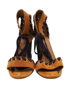Chloe Miles Lace Up Sandals in Brown Suede