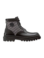 Explorer Oblique Jacquard Smooth Calfskin Ankle Boots Beige Black Dior