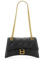 Balenciaga Women's Crush Logo Gold Chain Small Shoulder Bag Black
