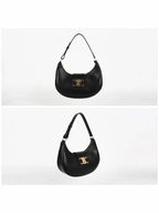CELINE Ava Triomphe Smooth Calfskin Shoulder Bag Black
