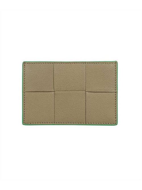 Bottega Veneta Green Line Intrecciato Cassette Card Wallet Taupe