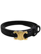 CELINE Triomphe Strass Small Suede Calfskin Belt Black