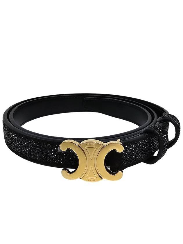 CELINE Triomphe Strass Small Suede Calfskin Belt Black