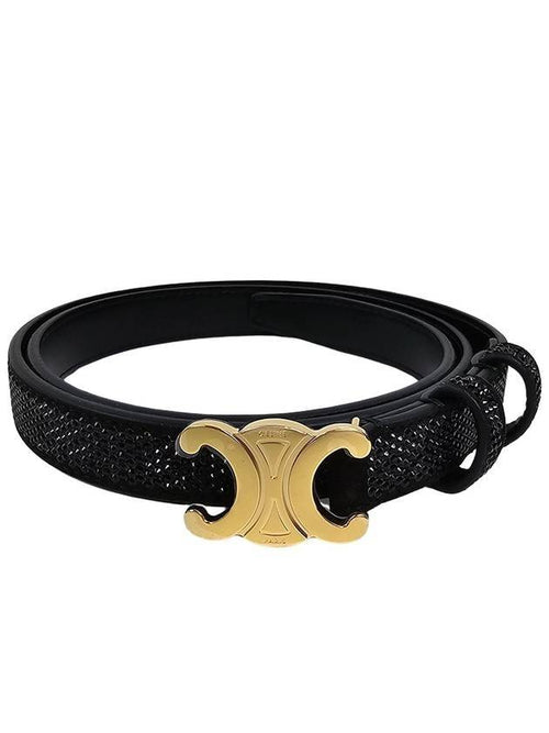 CELINE Triomphe Strass Small Suede Calfskin Belt Black