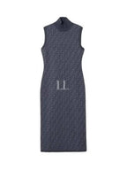 Fendi FF motif sleeveless midi dress blue