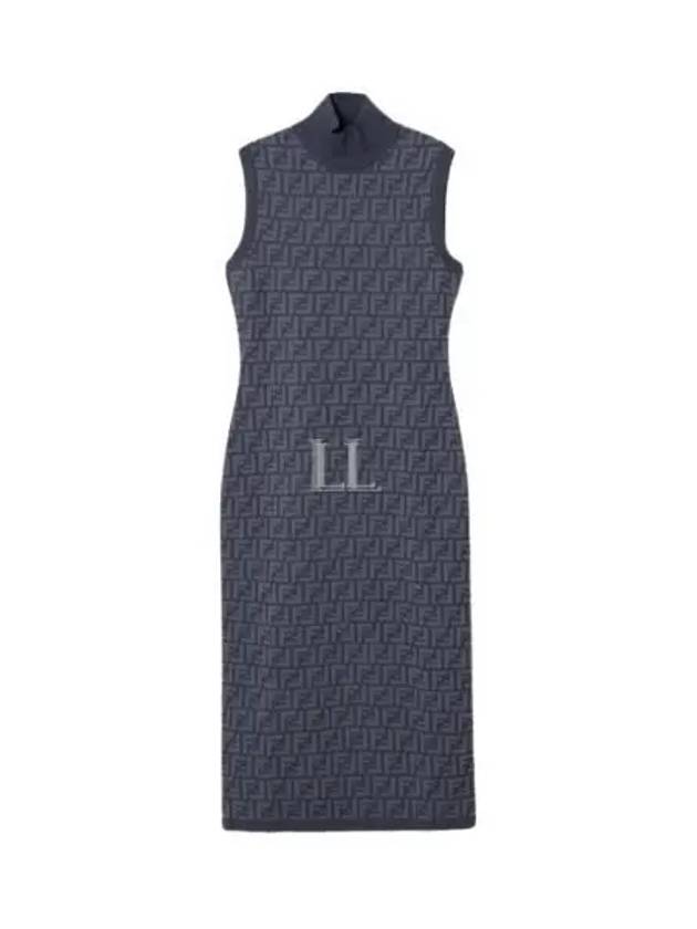 Fendi FF motif sleeveless midi dress blue