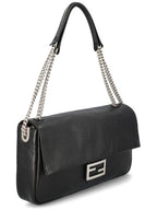 Fendi Baguette Chain Large Shoulder Bag Black