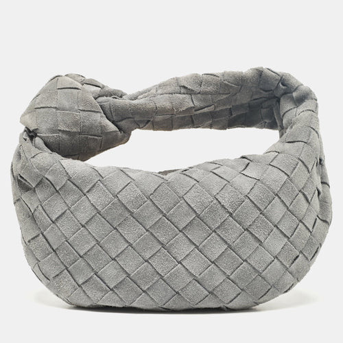 Bottega Veneta Ash Blue Intrecciato Suede Mini Jodie Hobo