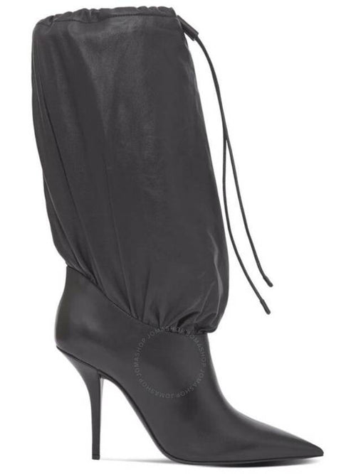 Burberry Burberry Ladies Pointed Leather Drawcord Boots In Black, Brand Size 40 (US Size 10)