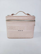 Used luxury goods DHLUX Travel Vanity pink Cannage embroidery tote bag Dior