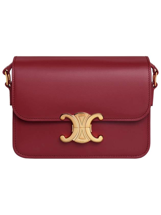 CELINE Teen Triomphe Shiny Calfskin Cross Bag Light Burgundy