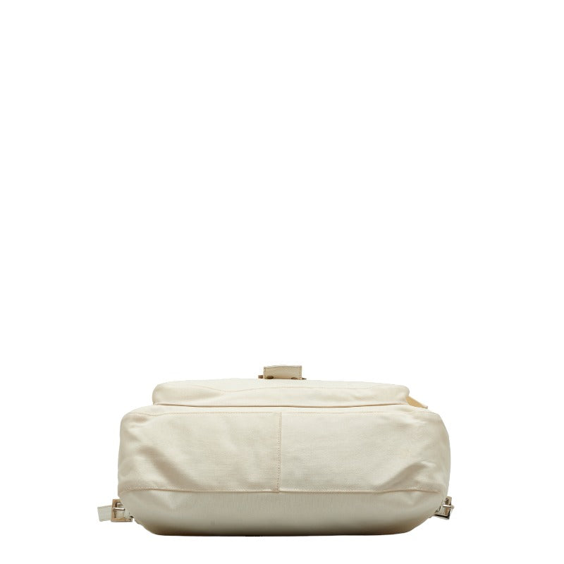 Fendi Manma Bucket Sliding Shoulder Bag White Linen Leather Ladies Fendi