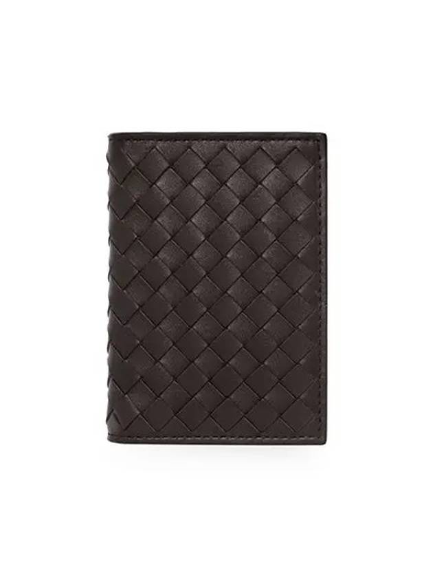 Bottega Veneta Intrecciato Flap Card Holder Dark Brown