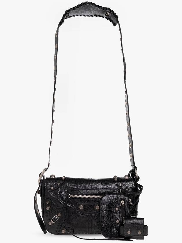 Balenciaga Zipper Stud Arena Lambskin Shoulder Bag Black