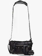 Balenciaga Zipper Stud Arena Lambskin Shoulder Bag Black