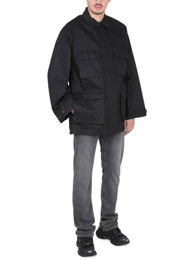 Balenciaga Men's Cotton Drill Cargo Jacket Black
