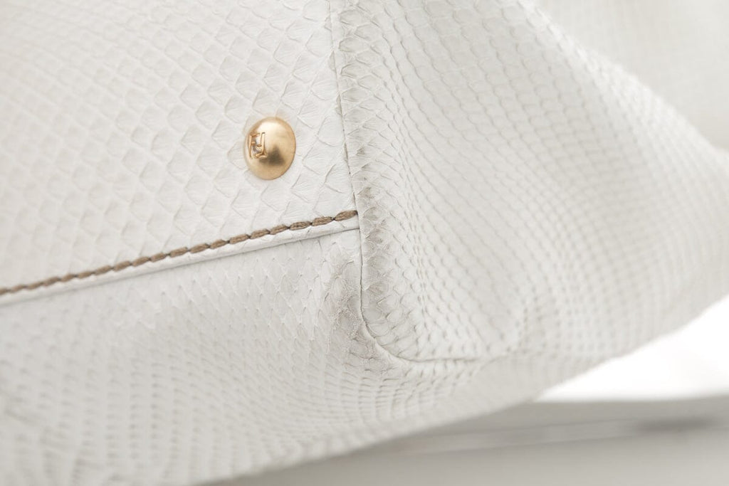 Fendi Cream Python Large Peekaboo Top Handle Bag