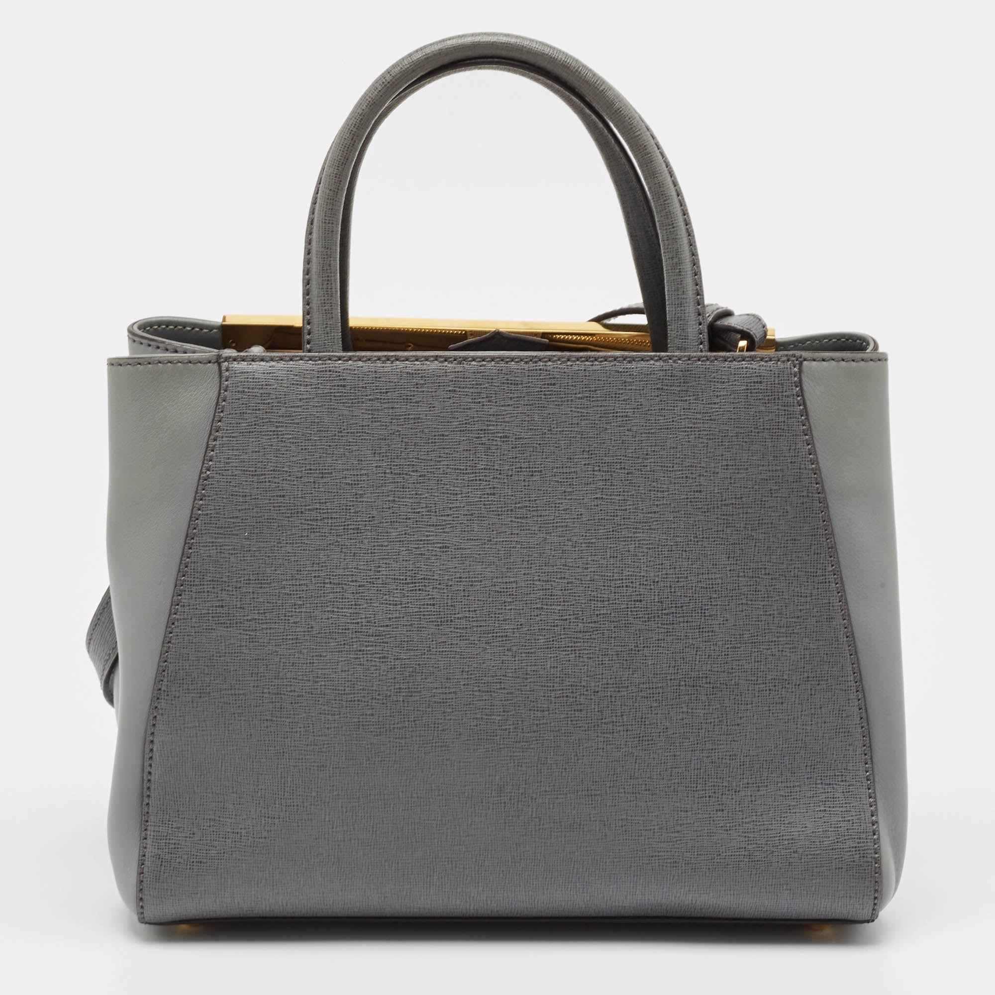 Fendi Grey Leather Mini 2Jours Tote