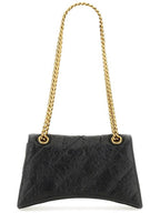 Balenciaga Women's Crush Logo Gold Chain Small Shoulder Bag Black