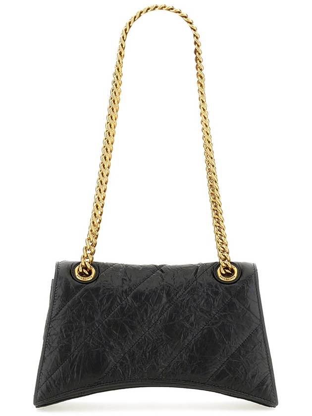 Balenciaga Women's Crush Logo Gold Chain Small Shoulder Bag Black
