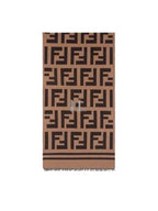 Fendi FF Motif Wool Scarf Brown