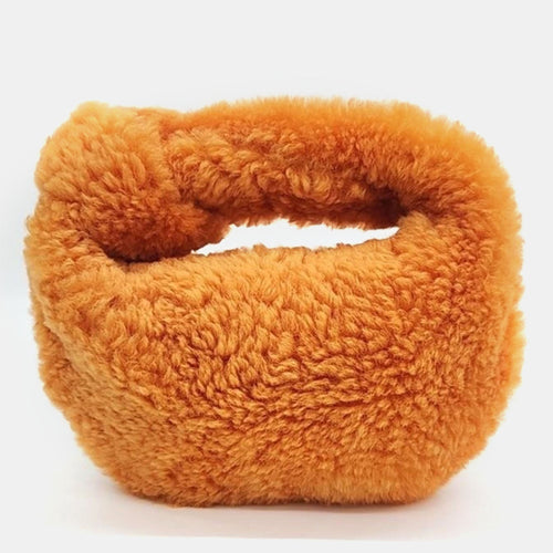 Bottega Veneta Orange Shearling Mini Jodie Top Handle Bag