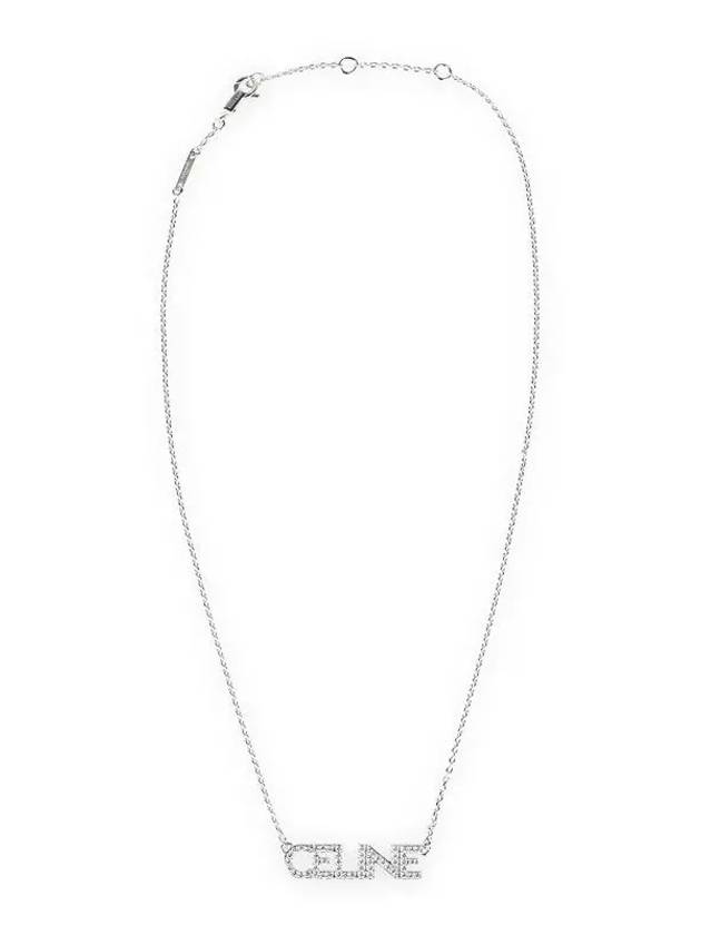 CELINE Monochroms Strass Rhodium Finish Crystals Necklace Silver