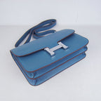 Hermes calf Leather Message Bag H020 blue silver