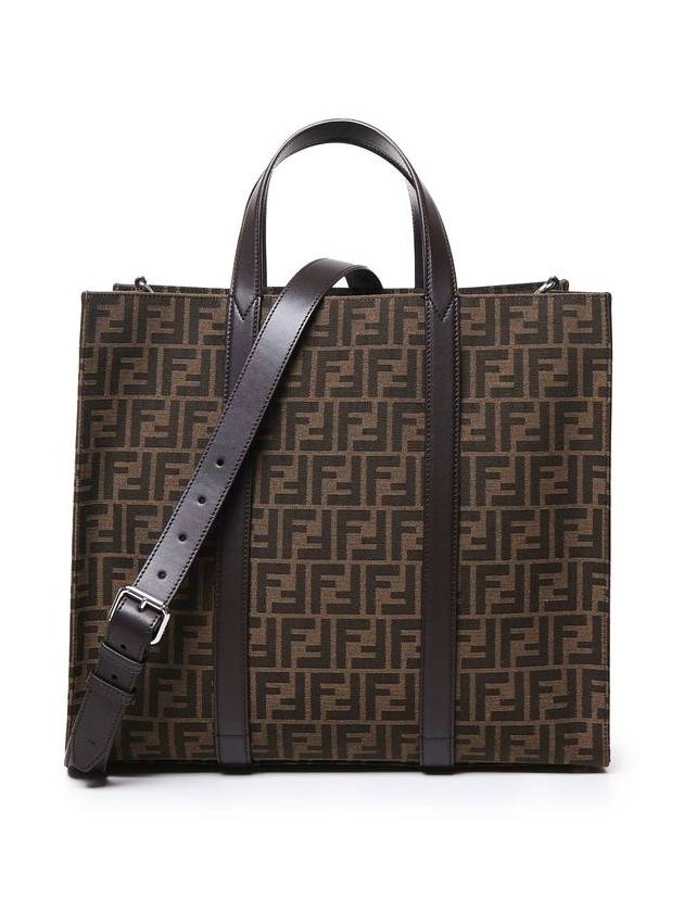 Fendi FF Jacquard Fabric Shopper Tote Bag Brown