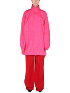 Balenciaga logo oversized taffeta raincoat pink