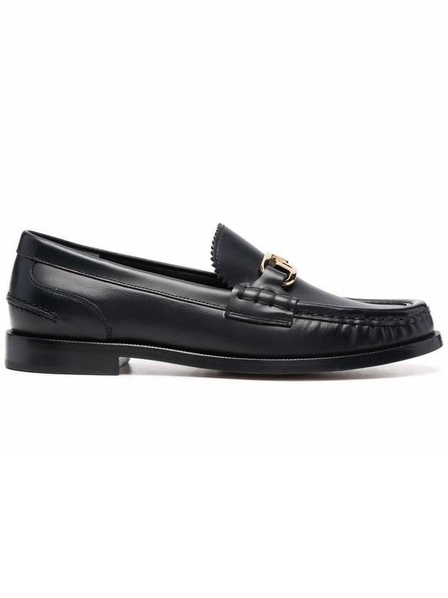 Fendi O'Lock Buckle Leather Loafers Black