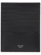 CELINE Silver Logo Vertical Card Wallet Black