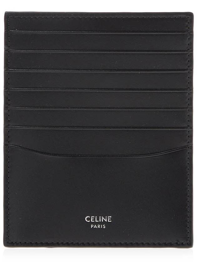 CELINE Silver Logo Vertical Card Wallet Black